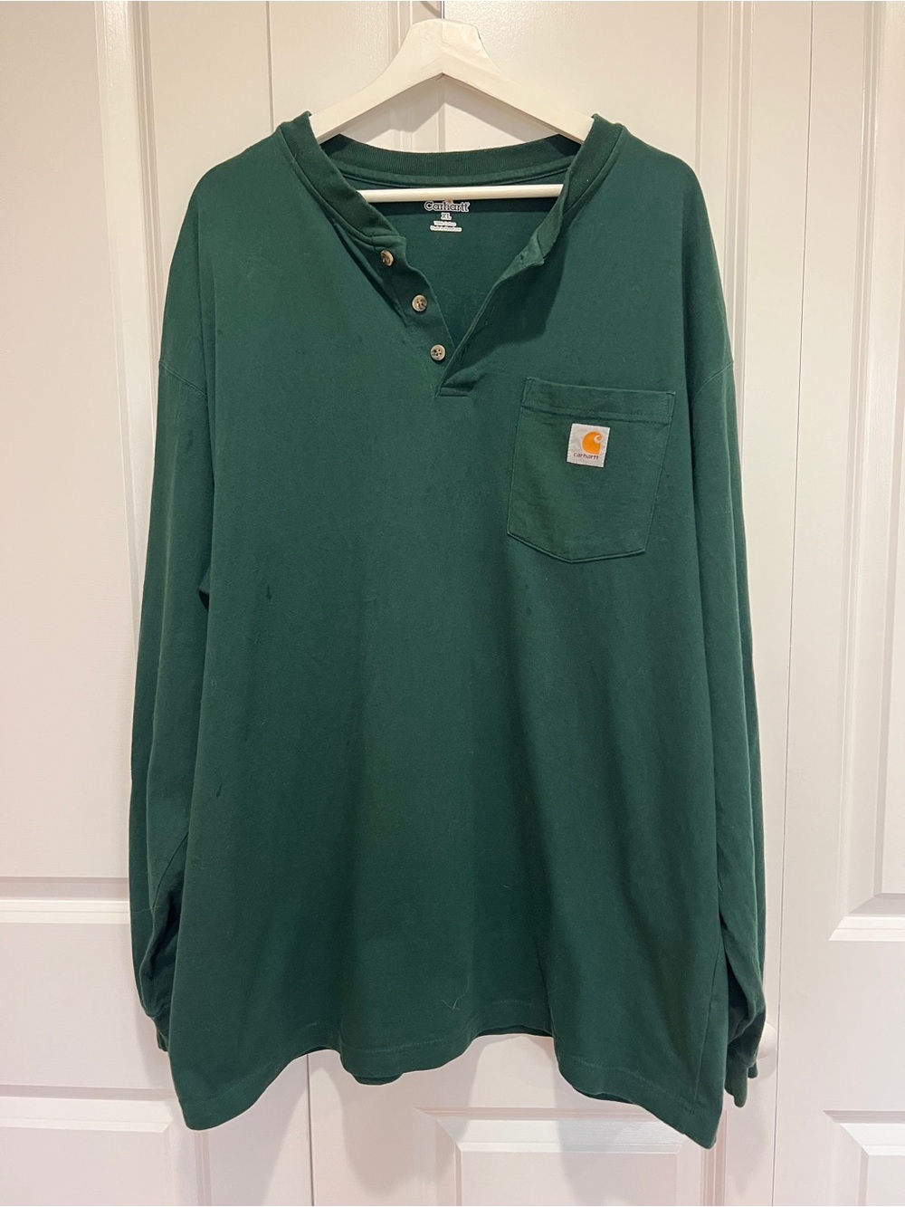 Carhartt Dark Green Long-Sleeve Henley Pocket Shirt